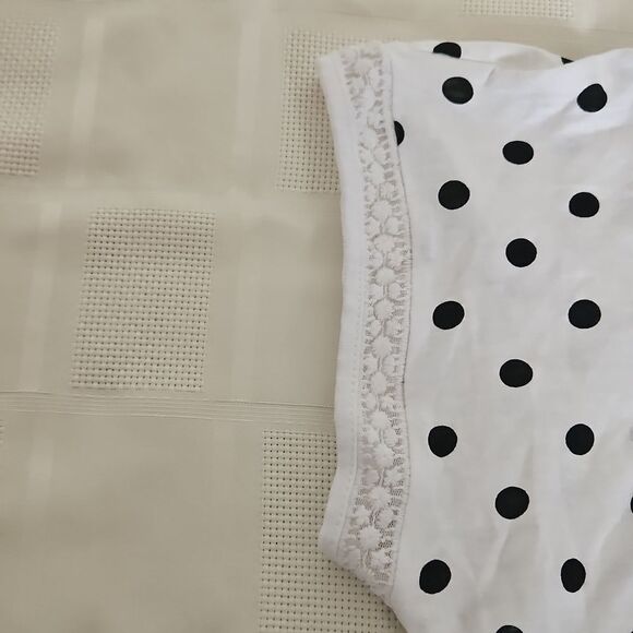Suzy Shier Organic Cotton Lace Detail Sleeveless Polka Dot Top XS White/ Black - Picture 12 of 16
